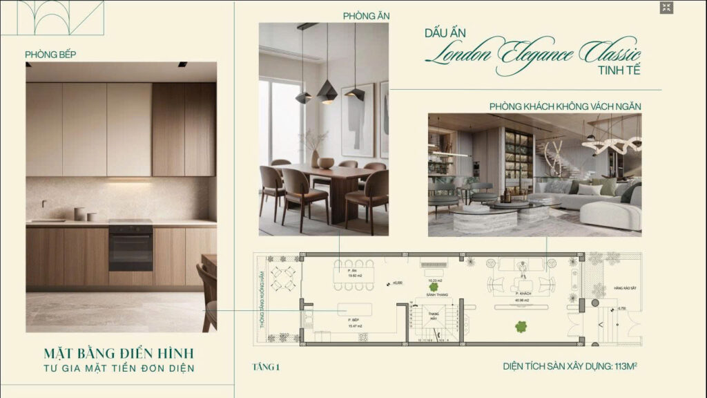 Chi tiết mặt bằng căn biệt thự liền kề tiêu chuẩn 150m²