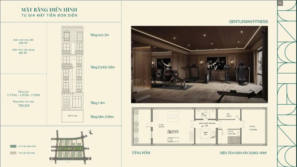 Chi tiết mặt bằng căn biệt thự liền kề tiêu chuẩn 150m²