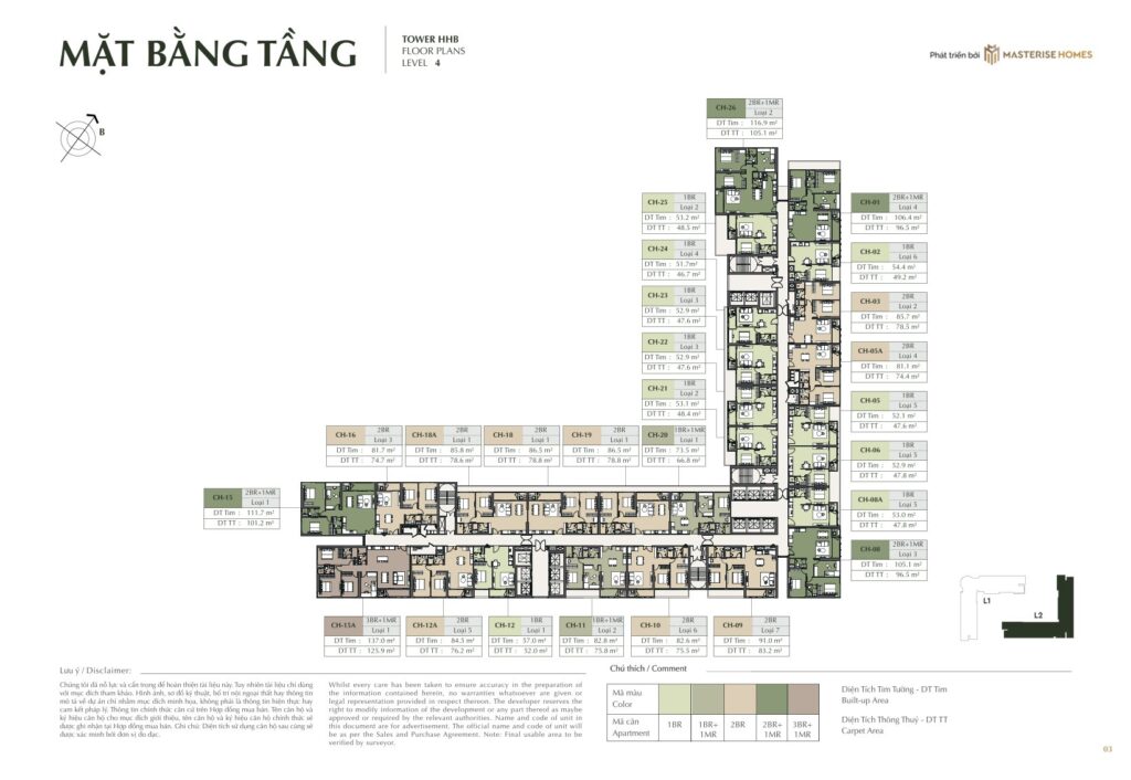 Mặt bằng điển hình toà L2 Hanoi Seasons Garden Nguyễn Trãi thuộc phân khu The Boom 