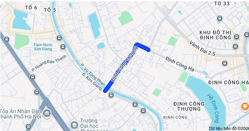 Đường Định Công Thượng thuộc phường nào sau sáp nhập?